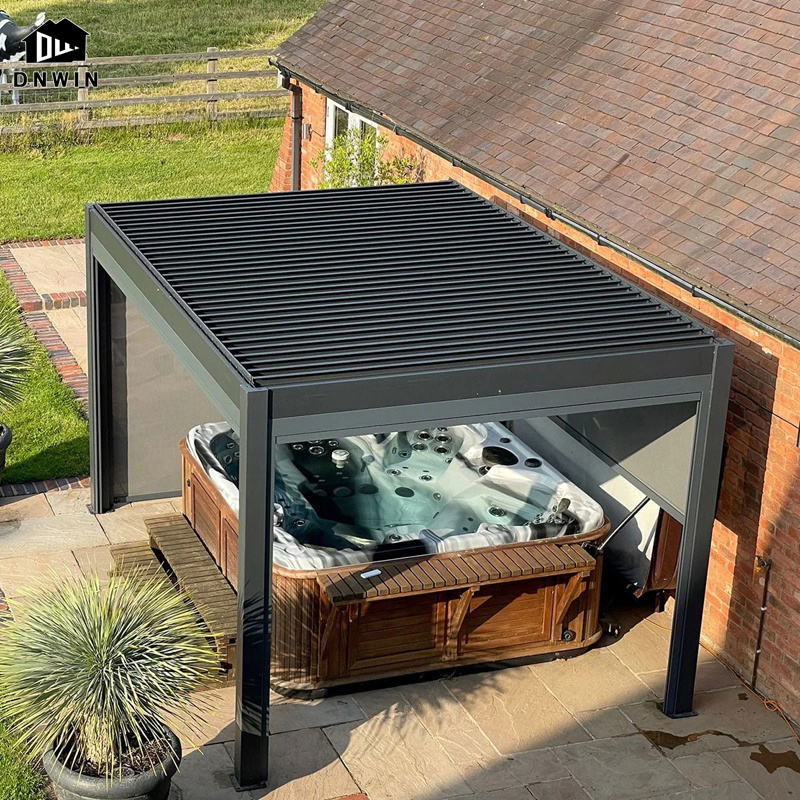 Motoriazed design bioclimatic modern adjustable louvered aluminium pergola gazebos