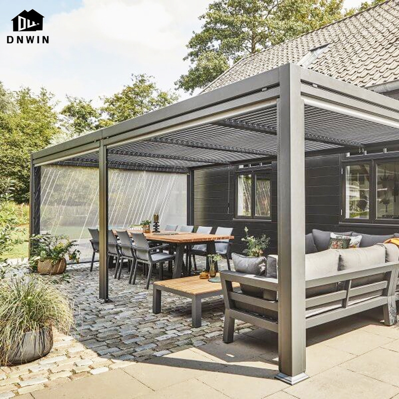 Motoriazed design bioclimatic modern adjustable louvered aluminium pergola gazebos