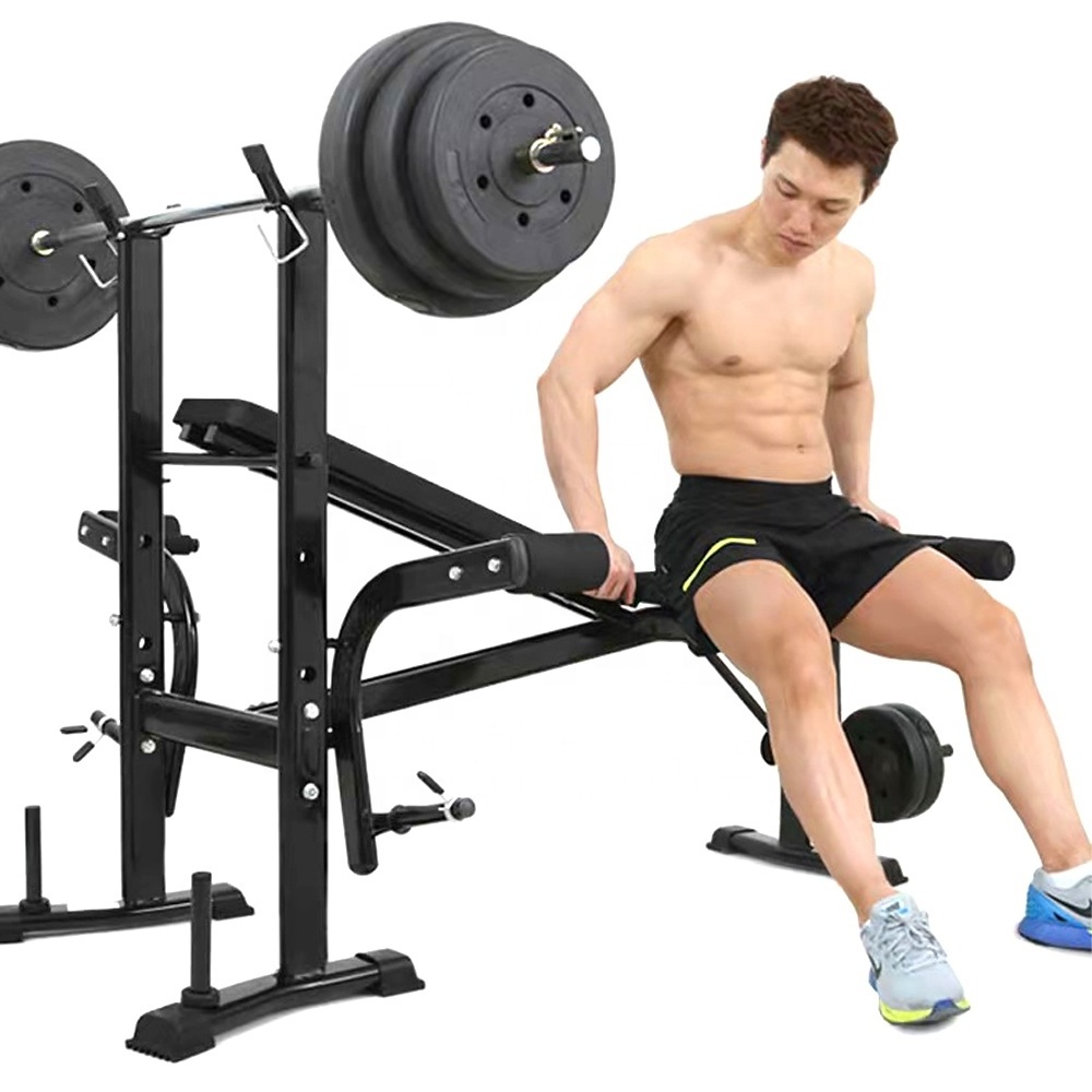 Wholesale Workout Equipment Bench Press Set for Gym Home Foldable Exercise Bench With High-density Padding & Leg Extension