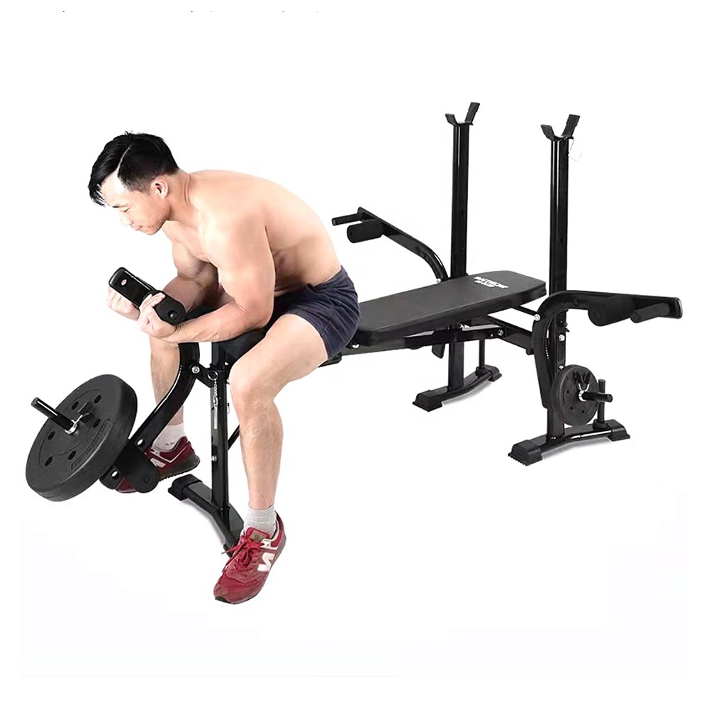 Wholesale Workout Equipment Bench Press Set for Gym Home Foldable Exercise Bench With High-density Padding & Leg Extension