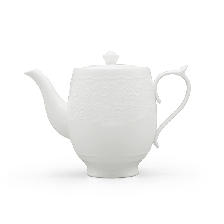 900 cc Wholesale matt glaze oem logo  fine porcelain teapot coffee pot ceramic  tea kettle