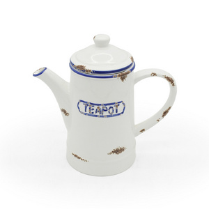 2023 Hot Sale Enamel Cooking Tea Coffee Milk Pot White Antique Vintage  Teapot Enamel Coffee Pot