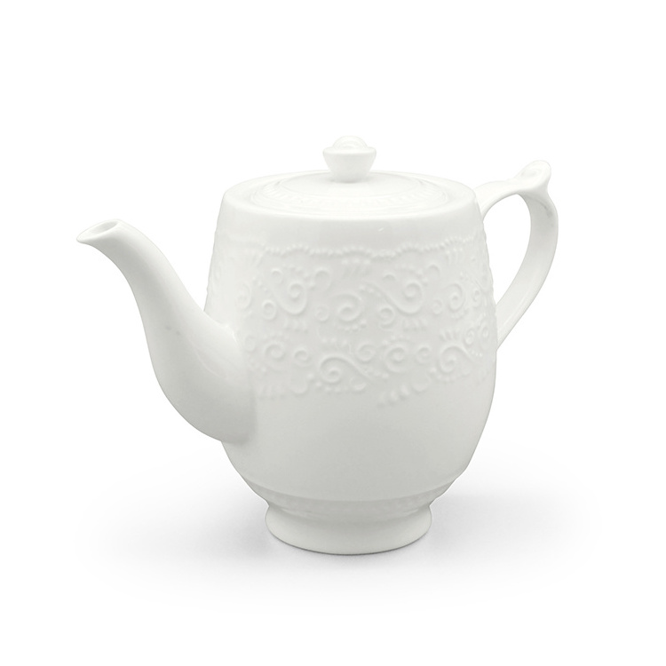 900 cc Wholesale matt glaze oem logo  fine porcelain teapot coffee pot ceramic  tea kettle