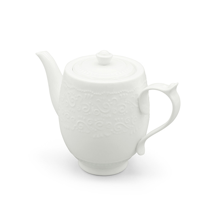 900 cc Wholesale matt glaze oem logo  fine porcelain teapot coffee pot ceramic  tea kettle