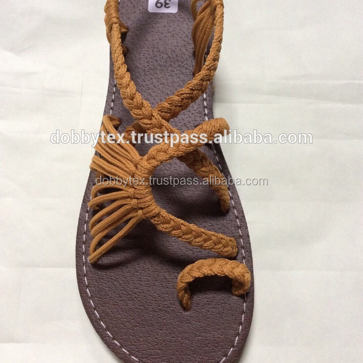 Handmade Rope Sandals OEM Thailand Women Own Brand/logo and Package Lace-up DBTS18 Rubber TH;24 PVC -