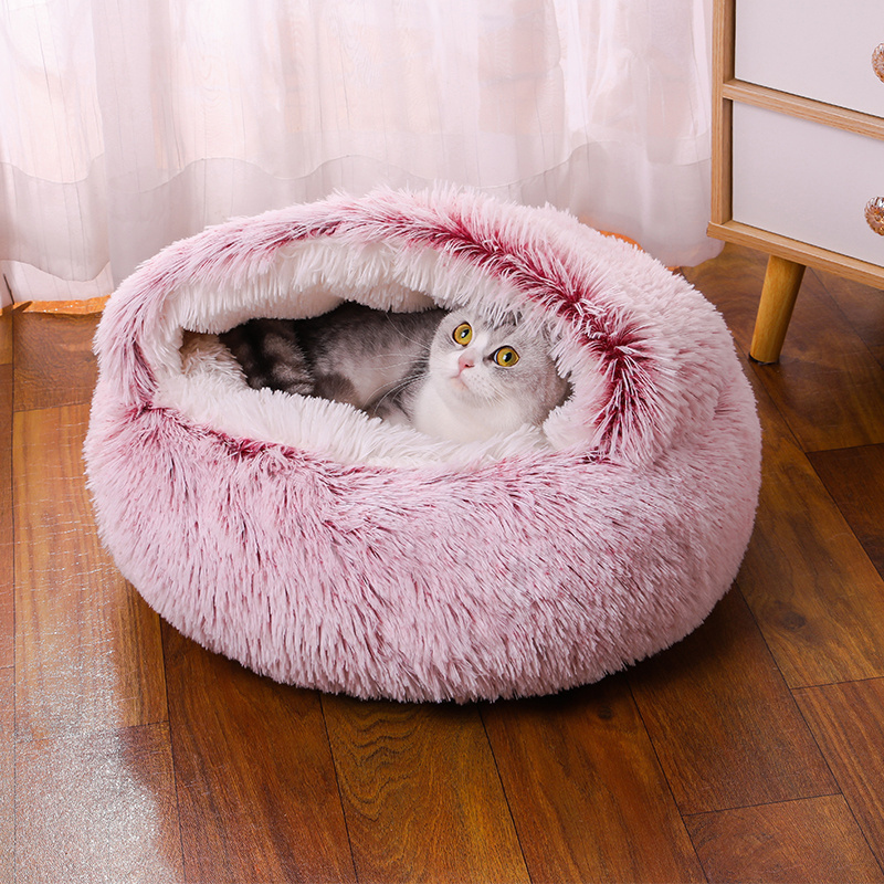 Dog Cat Bed House for Sleep Half Enclosed Pet Nest Warm Plush Kennel Pad Mats Cushion Cover for Dogs Cats Pet Supplies