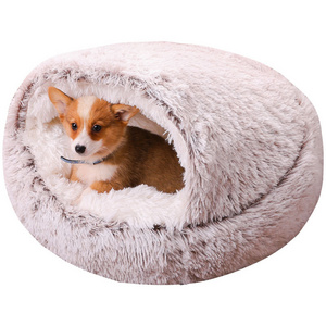 Dog Cat Bed House for Sleep Half Enclosed Pet Nest Warm Plush Kennel Pad Mats Cushion Cover for Dogs Cats Pet Supplies