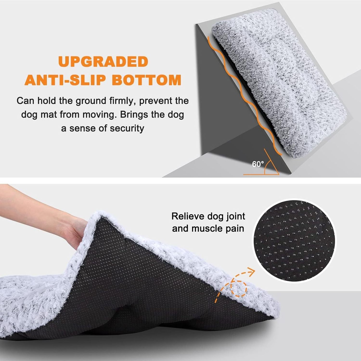 Washable Cat Bed Mat Reversible Dog Crate Pad Soft Fluffy Pet Dog Plush Sofa Bed Sleeping Mattress for Large Medium Small Dogs