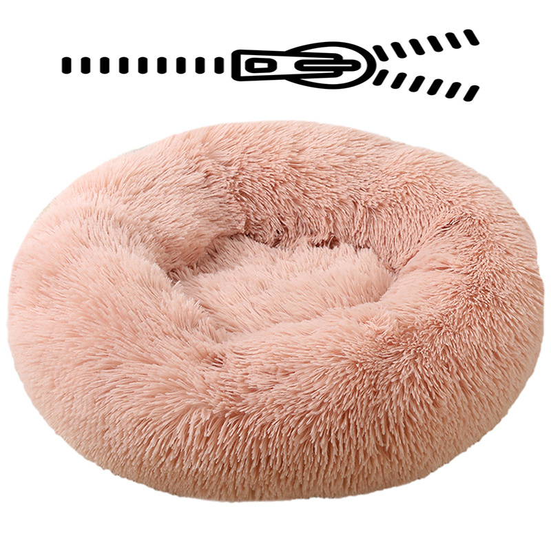 Custom Warm Faux Fur Calming Cover Removable Dog Bed Luxury Donut Waterproof Washable Pog Bed Suppliers with Zipper