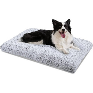 Washable Cat Bed Mat Reversible Dog Crate Pad Soft Fluffy Pet Dog Plush Sofa Bed Sleeping Mattress for Large Medium Small Dogs