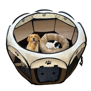 Pet Octagonal Cage Enclosure Dog Tent Kennel Oxford  Outdoor Cats Bed House Pet Delivery Room Large Size Foldable Pet Tent