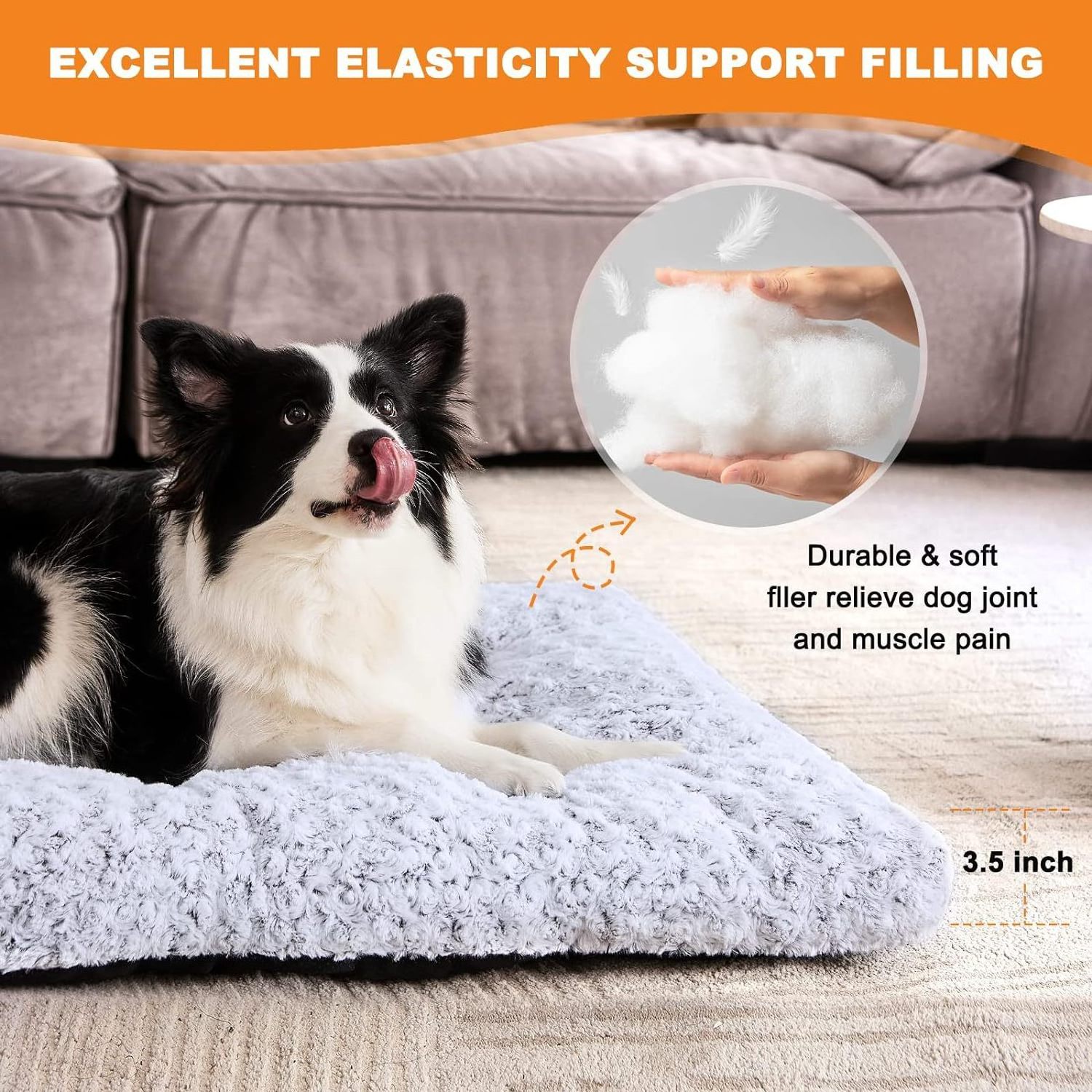 Washable Cat Bed Mat Reversible Dog Crate Pad Soft Fluffy Pet Dog Plush Sofa Bed Sleeping Mattress for Large Medium Small Dogs