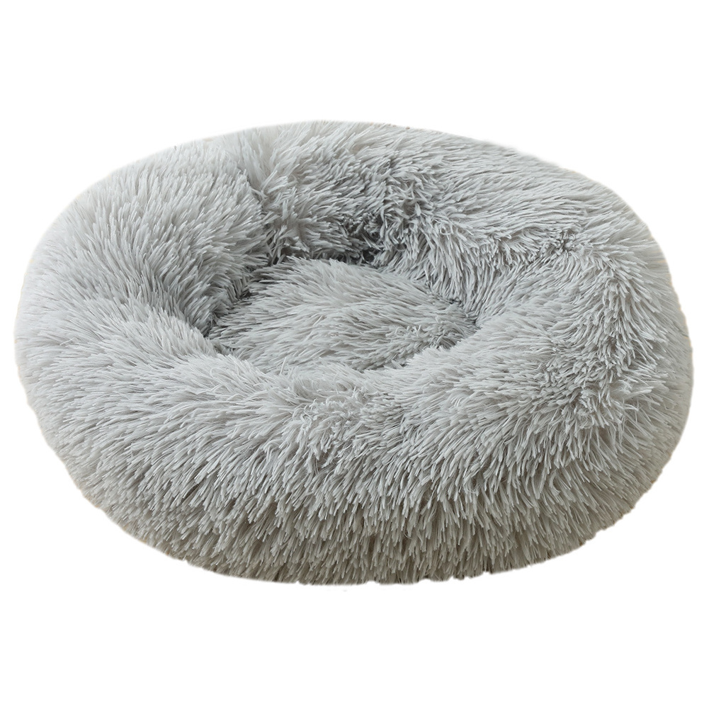 Dog kennel Beds House Soft Long Plush Donut Round Dog Bed Soft Plush Cat Cushion Anti-Slip Machine Washable