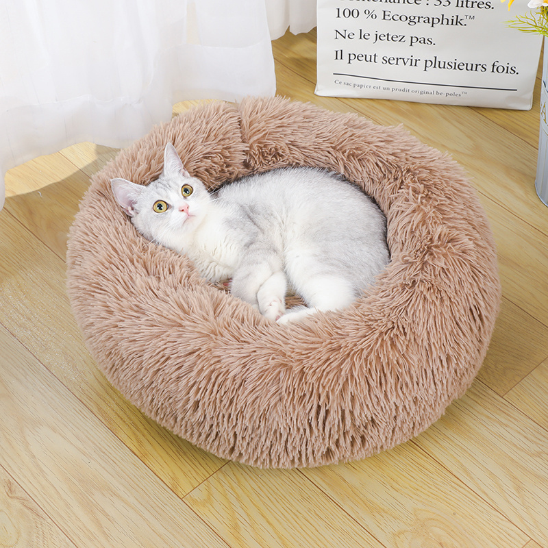 Factory Wholesale Pet Bed Soft Luxury Plush Cozy Bed For Dogs Cats Removable Donut Dog Bed Custom Dog Matress