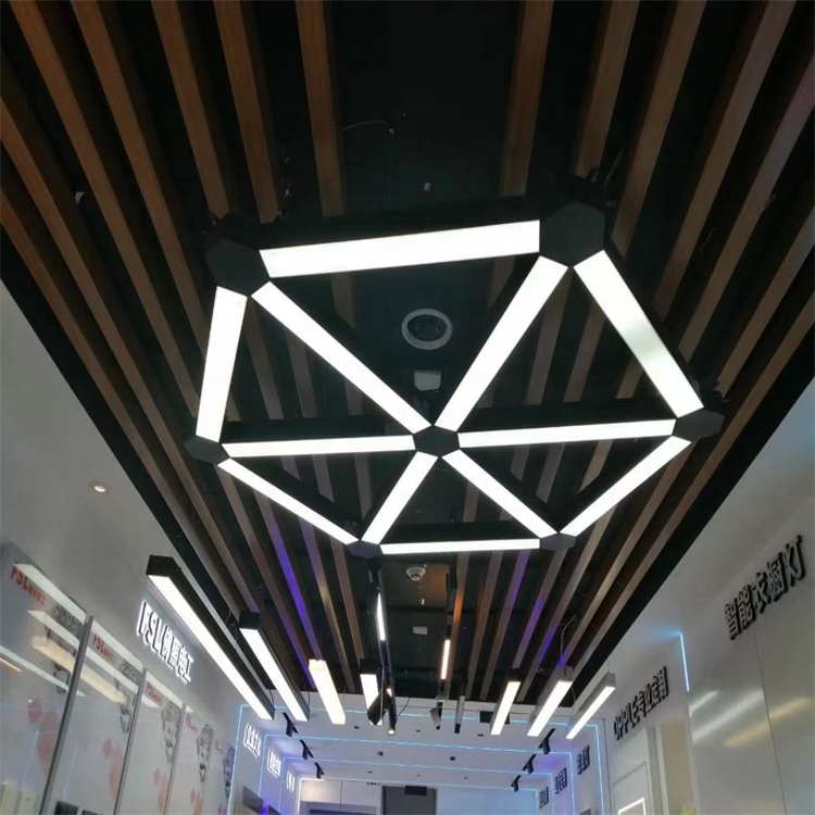 Led Customised Square Honeycomb Triangles Hexagon Custom Round Lamp Lighting Linkable Rectangle Shape Pendant Lights For Gym