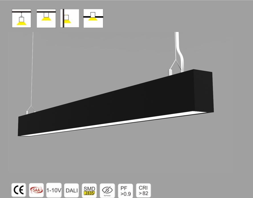 Aluminum Office Up-down Wall Pendant Linear Strip Lighting System Recessed Linkable Led Linear Light 80 Shop Light Led 4ft Feit