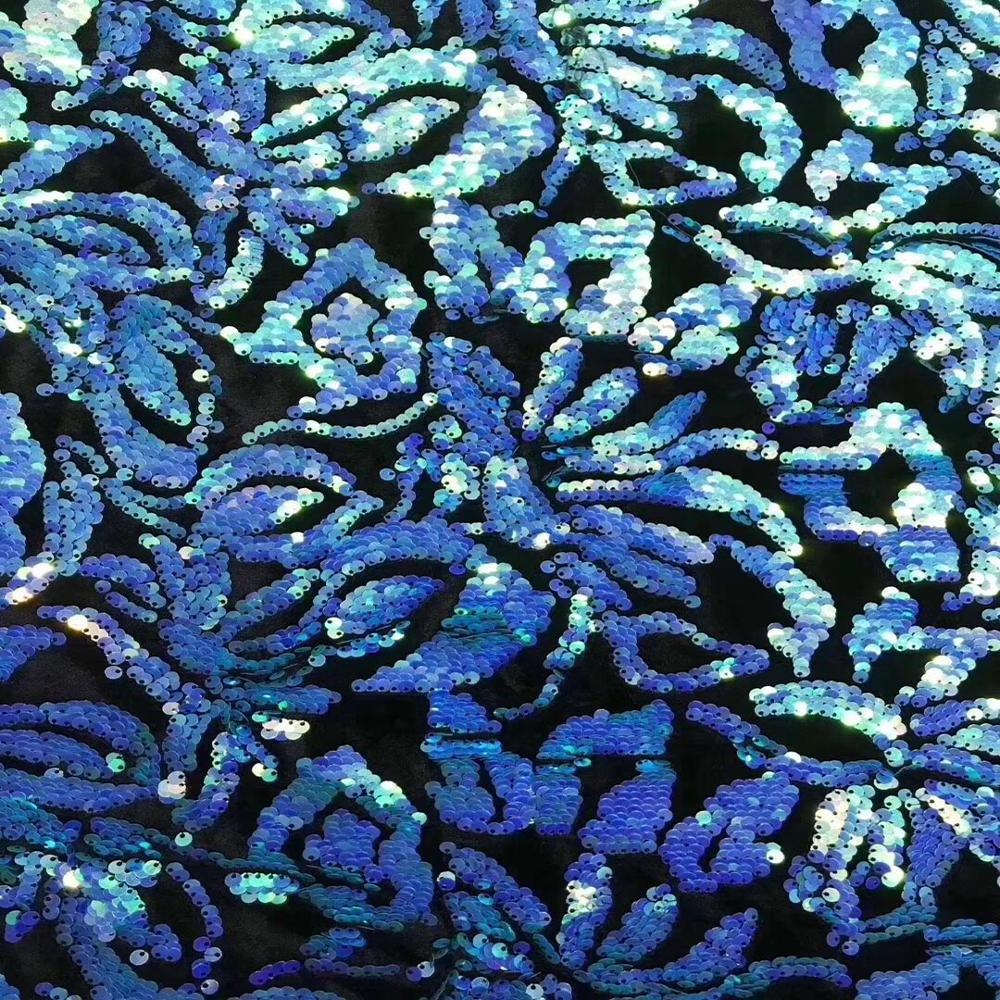 In stock blue sequin dress sexy fabric embroidery nigerian girls