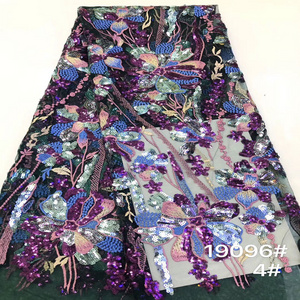 New Fashion Colorful Sequins Large Sequin Fabrics Stage Show Dress Floral Sequins Tulle Lace