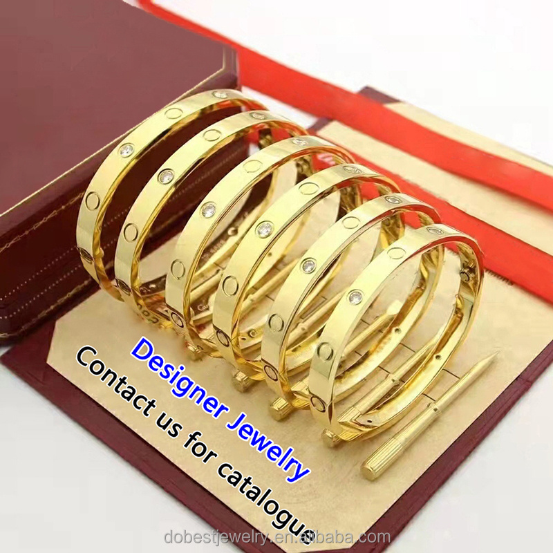 Luxury Designer Brand Bangle Full Size 316L Stainless Steel 18K Gold Plated Screwdriver Screw Love Bangle Bracelet