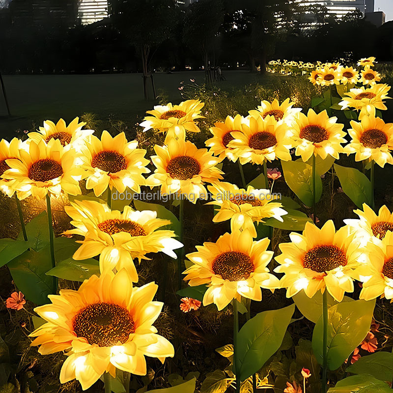 Outdoor Solar Sunflower Lamps Sunflower Stake Lights  indoor outdoor christmas wedding new year lights