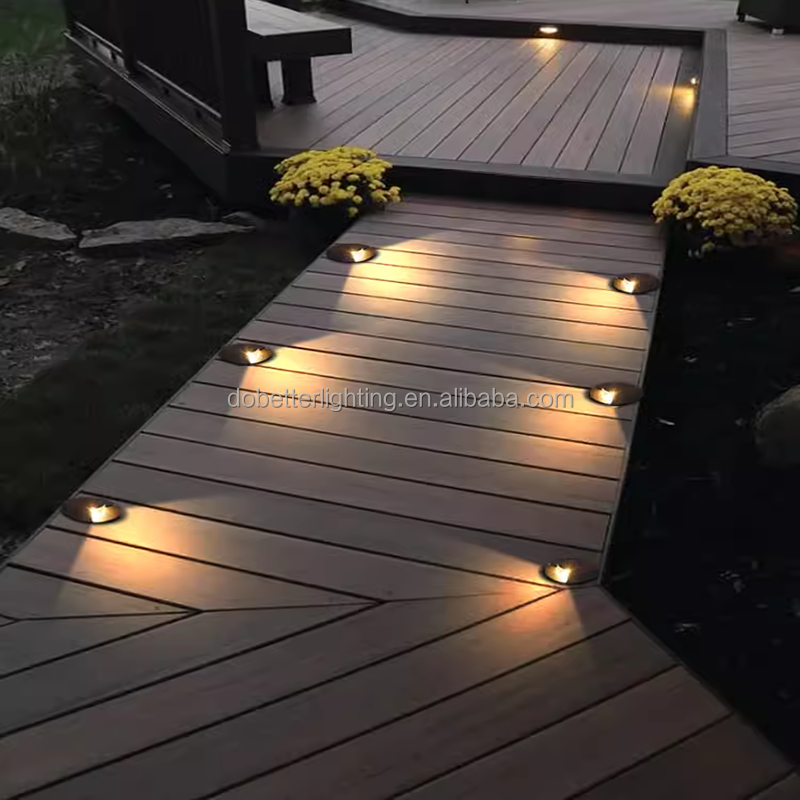 DMX 512  led step stair light smart outdoor led round LED foot embedded aluminum stair step light 12V waterproof walkway light