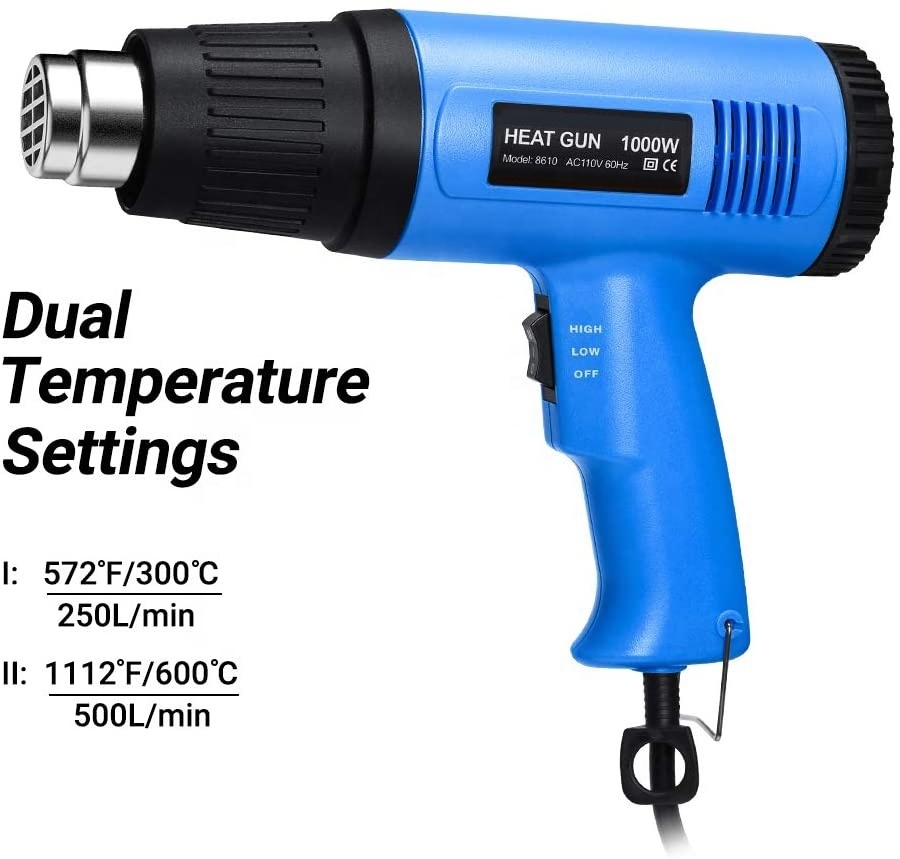 fast shipping 2022 1000W 220V heat air gun 50-600 electric corded heat air gun with Degree Air Reduction Nozzle