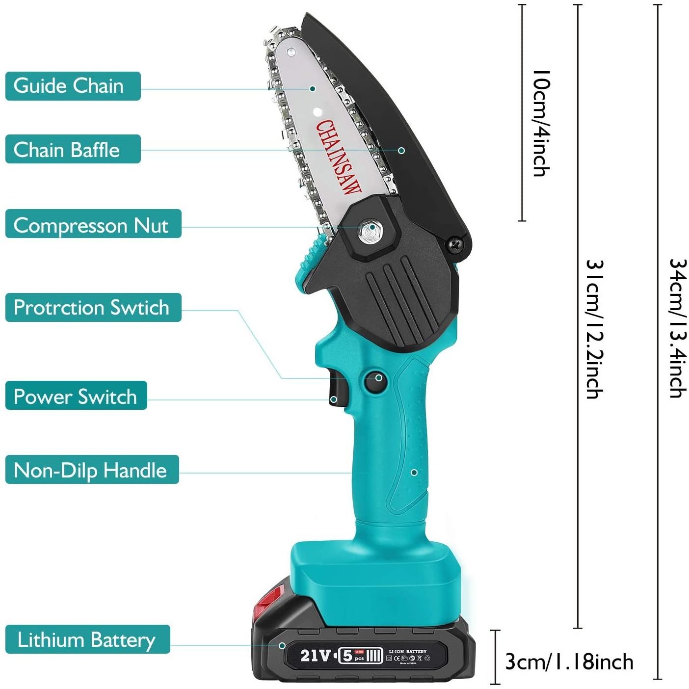 Hot sale 4/6 inch brushless chain saw 20v seghe a catena electric cordless mini pruning chainsaw with battery rechargeable