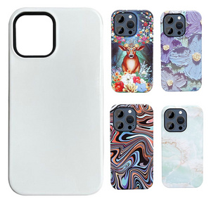 3D Sublimation 2 in 1 Phone Case,Blank Coated Sublimation Cell Phone Case Cover For iPhone 14 13 Pro Max 14 Plus