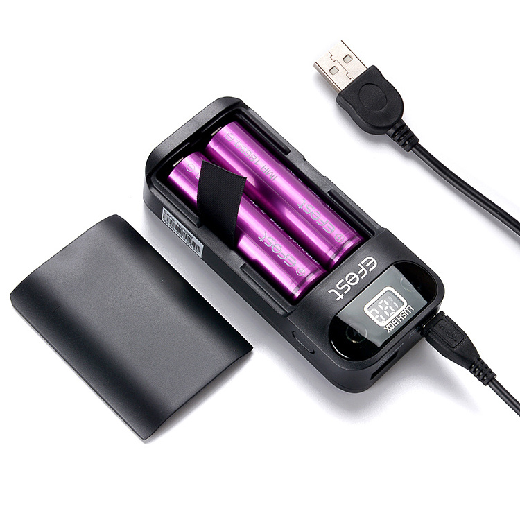 In Stock Ce Rohs Fcc Efest Lush Box Popular Dual 18650 Batteries Wireless DIY Power Bank Charger