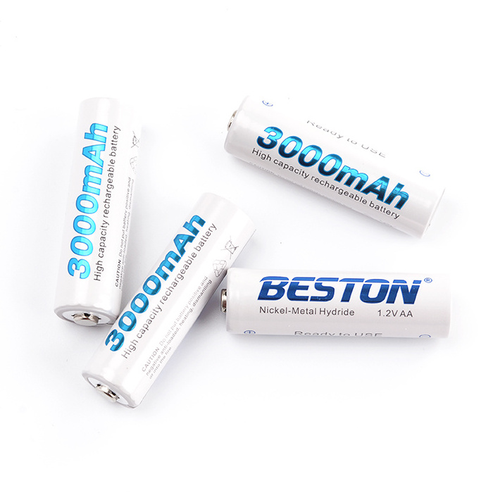 Hotselling Beston high Capacity Battery 3000mAh 1.2v 1.5v AA NiMh Rechargeable Button Top Cell Batteries