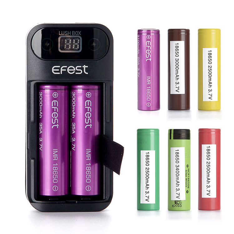 In Stock Ce Rohs Fcc Efest Lush Box Popular Dual 18650 Batteries Wireless DIY Power Bank Charger