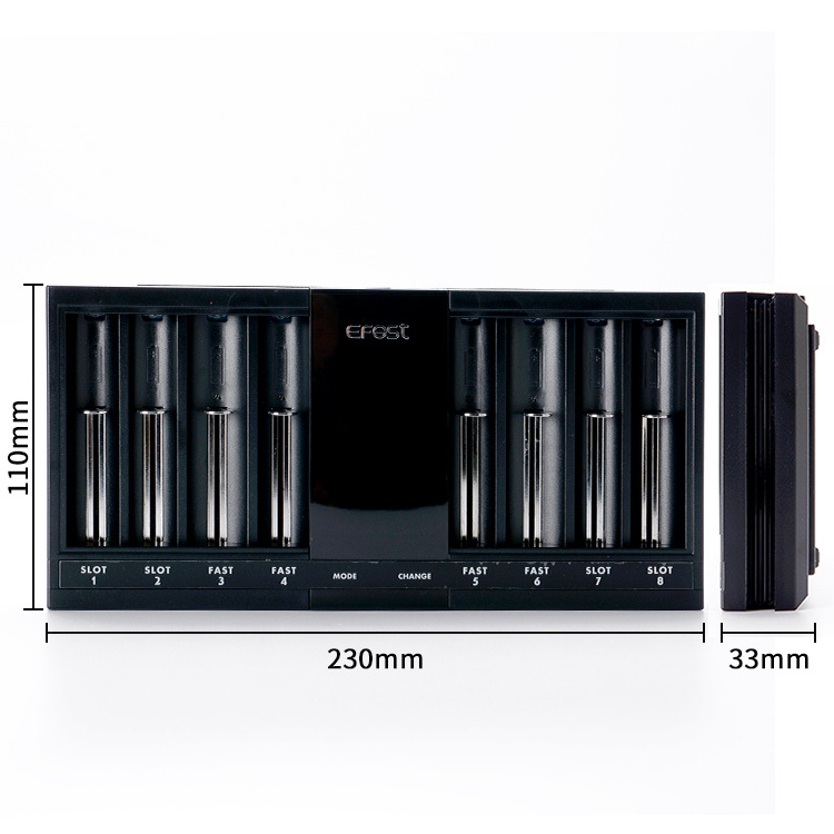 Smart Powerbank Charger 8 Port Efest Luc V8 2 Lcd Screen 2 Usb 12V 2A 3.7V 18650 18350 21700 Lithium Batteries Charger