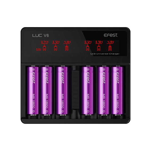 Multifunction chargers USB phone Charging Efest LUC V6 12V 2A 18650 20700 21700 3.7v Li-ion Battery Charger With car charger