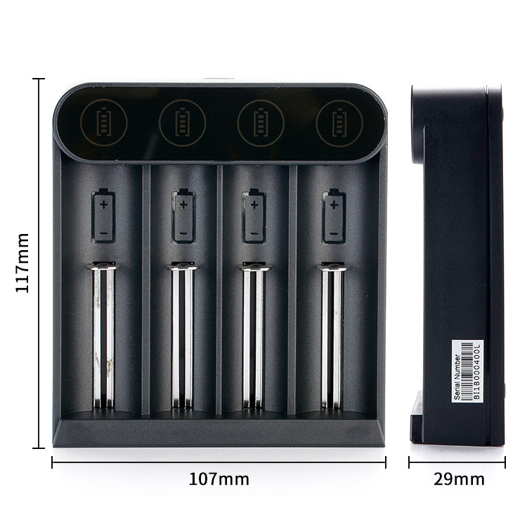 Economic 21700 18650 3.7V Li-Ion Battery 4 Port Led 5V 2A Efest Slim K4 solar charger Usb Type C Cable Charger