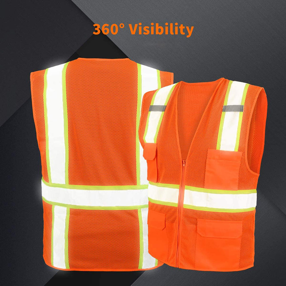 WorkWear Uniforms High Visibility Workwear Safety Vest With Reflective Strips Washable Comfortable Workwear Safety Vest