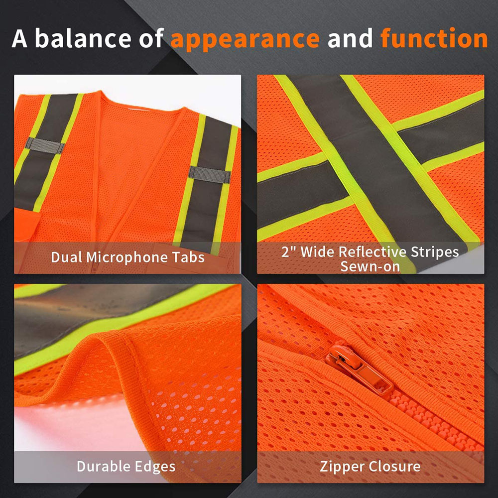 WorkWear Uniforms High Visibility Workwear Safety Vest With Reflective Strips Washable Comfortable Workwear Safety Vest