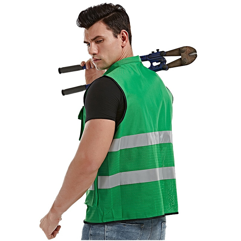 Wholesale Road Visibility Safety Reflection Vest Fluorescent Green Cheap Reflective West Hi Vis Running Safety Worker Vests