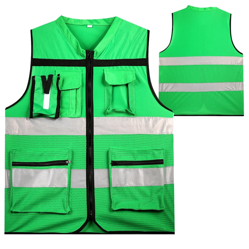 Wholesale Road Visibility Safety Reflection Vest Fluorescent Green Cheap Reflective West Hi Vis Running Safety Worker Vests