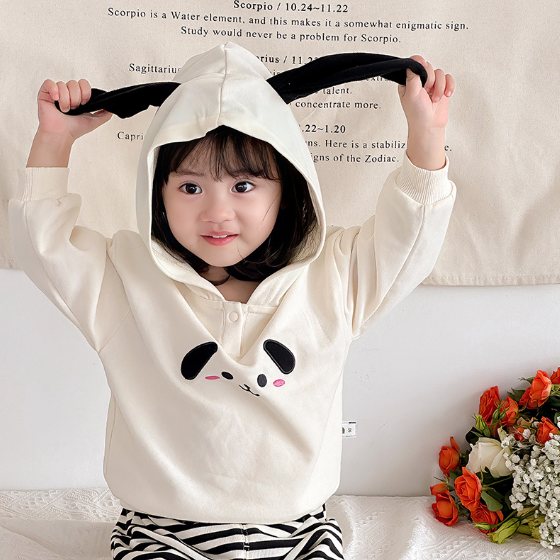 Children's spring long-sleeved suit boys and girls baby hooded hoodie infant cute sweatpants two-piece set