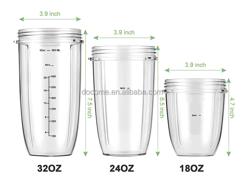 Blender/juicer/mixer Spare Parts: 32oz Plastic Cup and Extractor Stainless Steel Blade Set for Nutri 600W/900W Blender