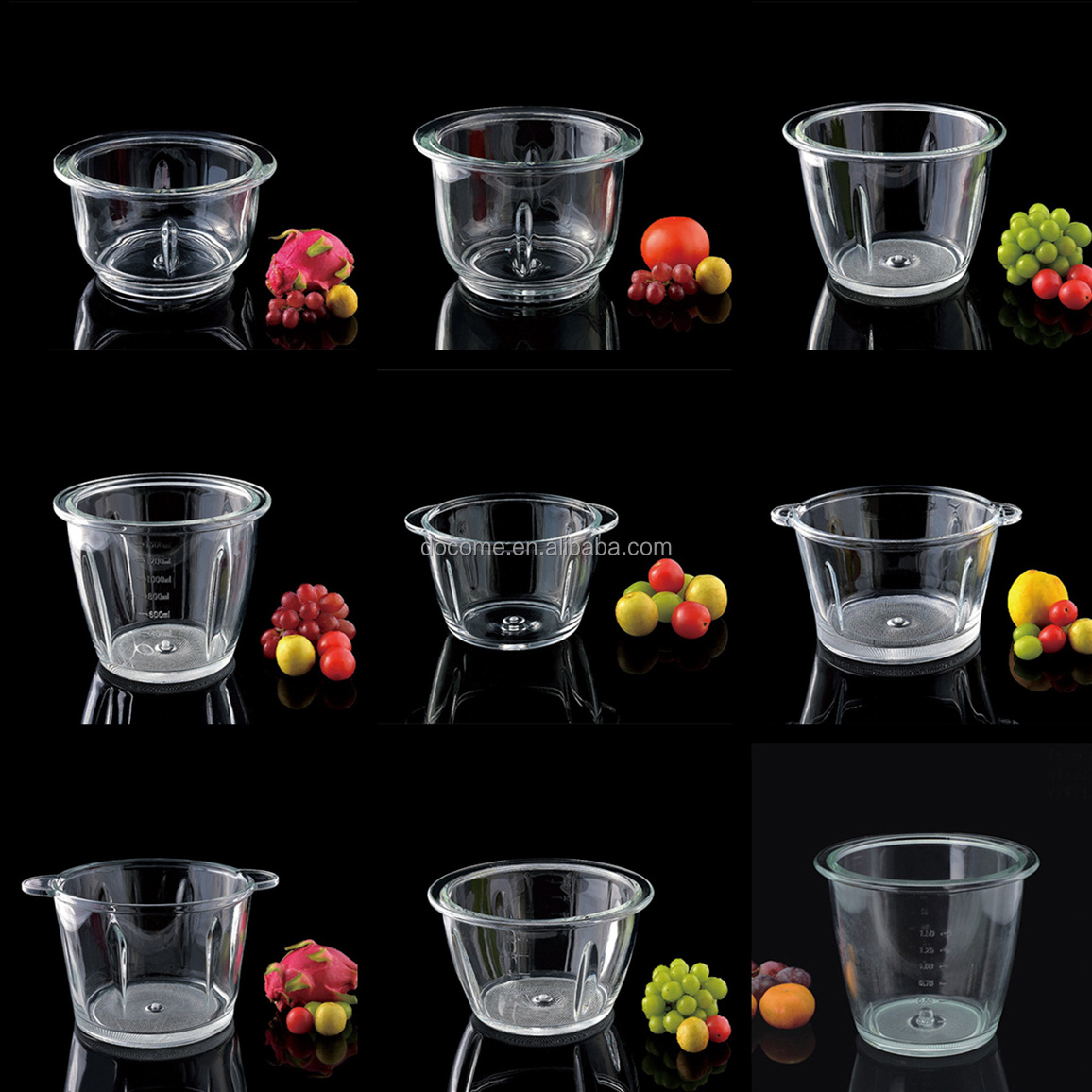 2.0L Soda lime Glass Bowl Blender Electric Meat Grinder Slicer Glass Bowl Replacement Part for Food Chopper