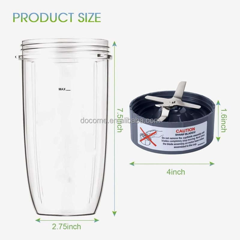 Blender/juicer/mixer Spare Parts: 32oz Plastic Cup and Extractor Stainless Steel Blade Set for Nutri 600W/900W Blender