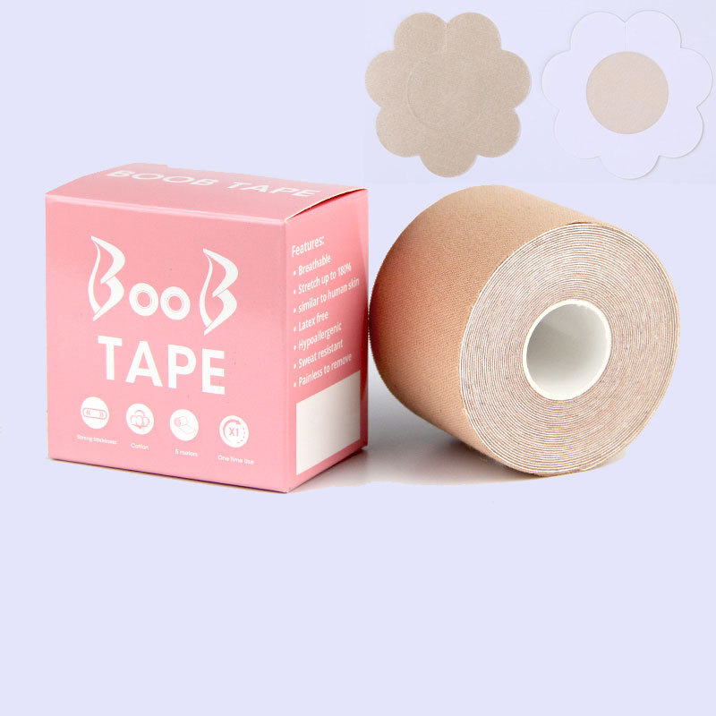 Women Adhesive Breast Lift Boob Tape Waterproof Body Tape Hypoallergenic Invisible Bra With Nipple Cover