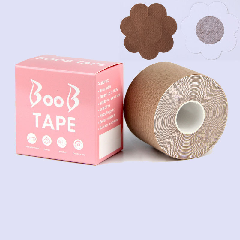 Women Adhesive Breast Lift Boob Tape Waterproof Body Tape Hypoallergenic Invisible Bra With Nipple Cover