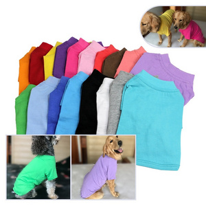 2024 Wholesale Pet Clothes 100% Cotton Plain Dog T Shirt Clothes for small medium large dog