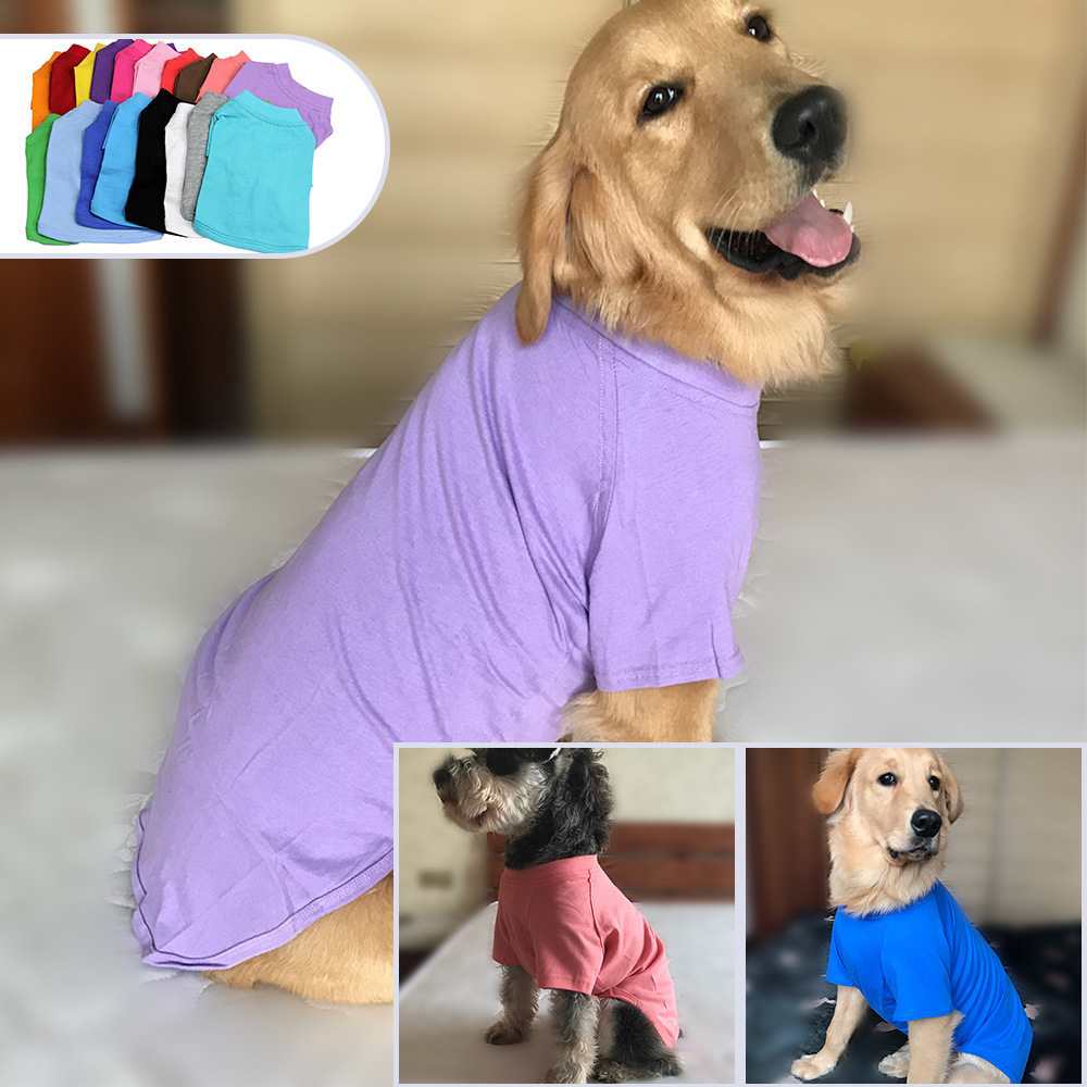 2024 Wholesale Pet Clothes 100% Cotton Plain Dog T Shirt Clothes for small medium large dog