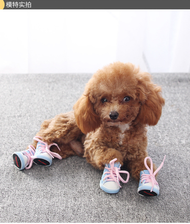 4 Pcs Anti-slip Small Dog Cowboy Canvas Sneakers Shoe Shoes For Dogs