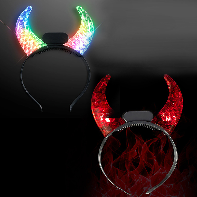 Christmas Headbands Led Color Change Flashing Light up Devil Horn Headband Led Halloween for Party Supplies Women Easter 1000pcs