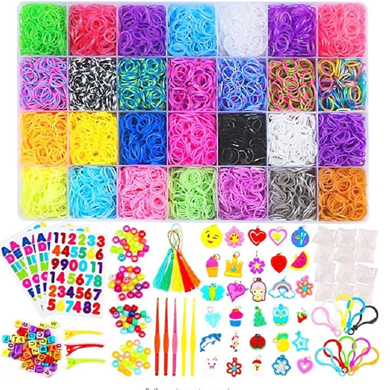 Rainbow Rubber Bands Kit, Bracelet Making Set for Boy Girl Weaving DIY Craft Gift Set