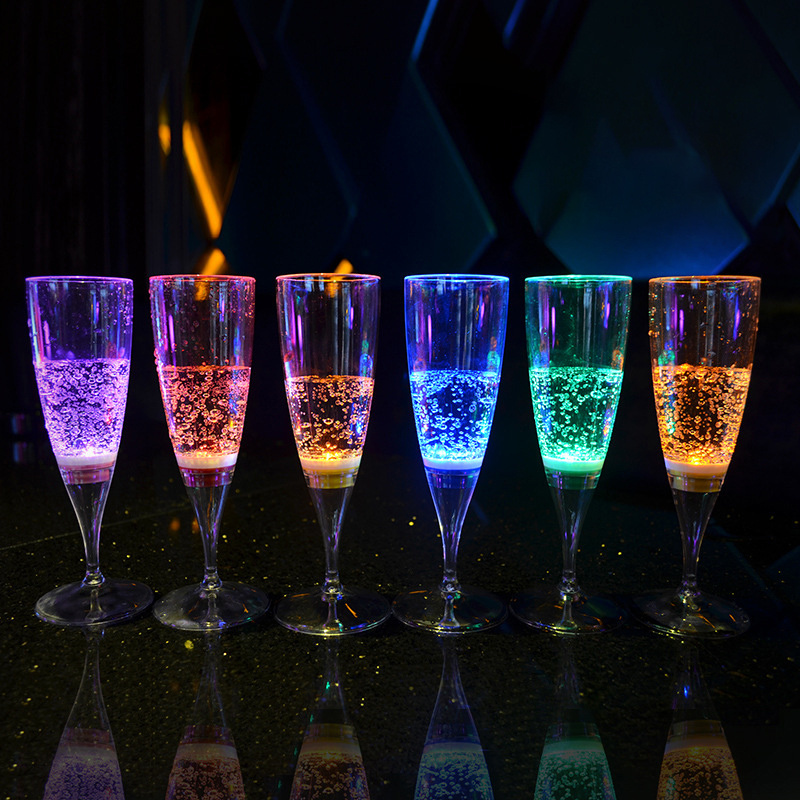 LED Wine Champagne Flute Glasses Water Liquid Activated Flashing Light Up Cup Mugs for Wedding Bar Club Christmas Party Gifts